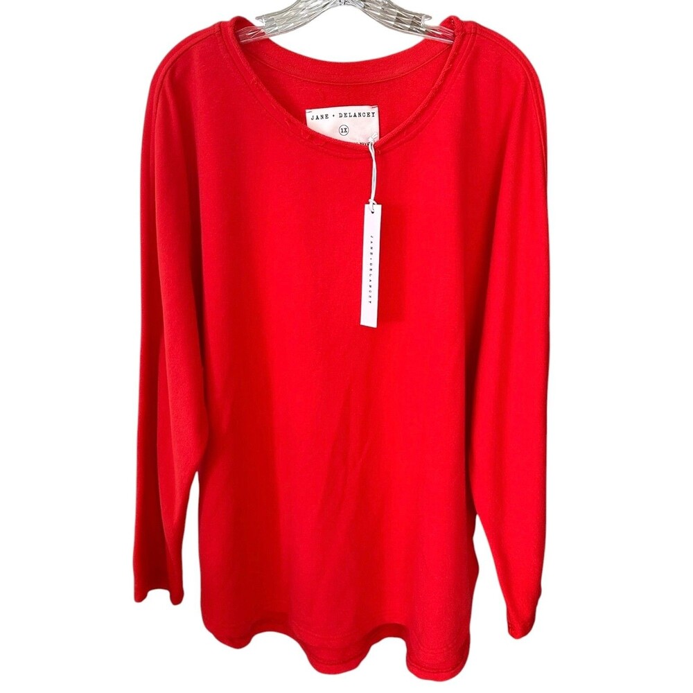 Jane & Delancey Women's Casual Wear Blouse Top Long Sleeve Plus Size 1X Red
